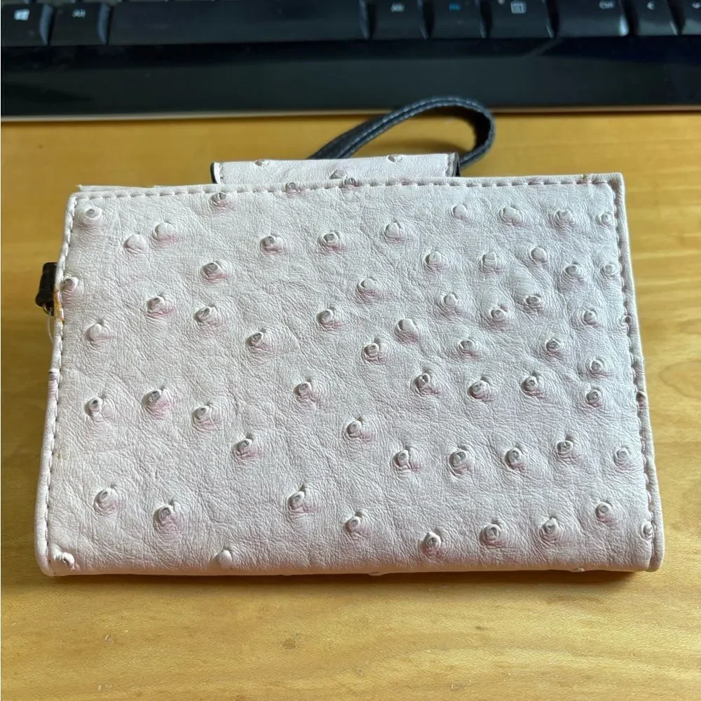 NWT Faux Ostrich Wristlet/Wallet in Pink